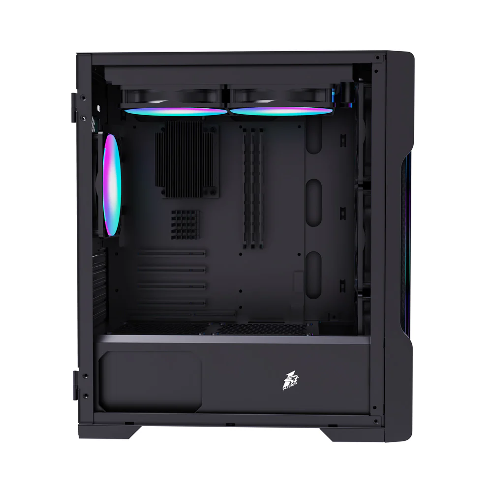 1st Player Casing T3-G 4 Pre installed Fans (M-ATX) Black - Image 4