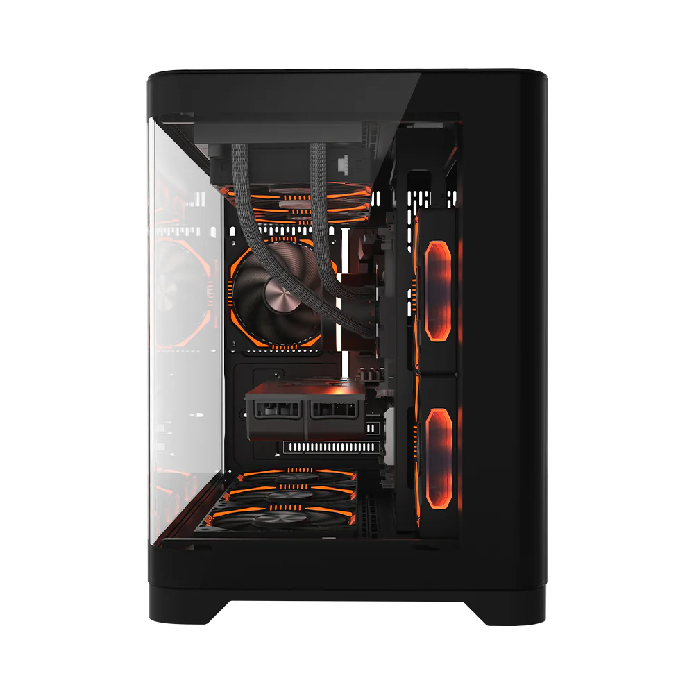 1st player Casing Uview UV6 ARGB Mid-Tower Fish Tank Black 3 Pre Installed Fan - Image 3