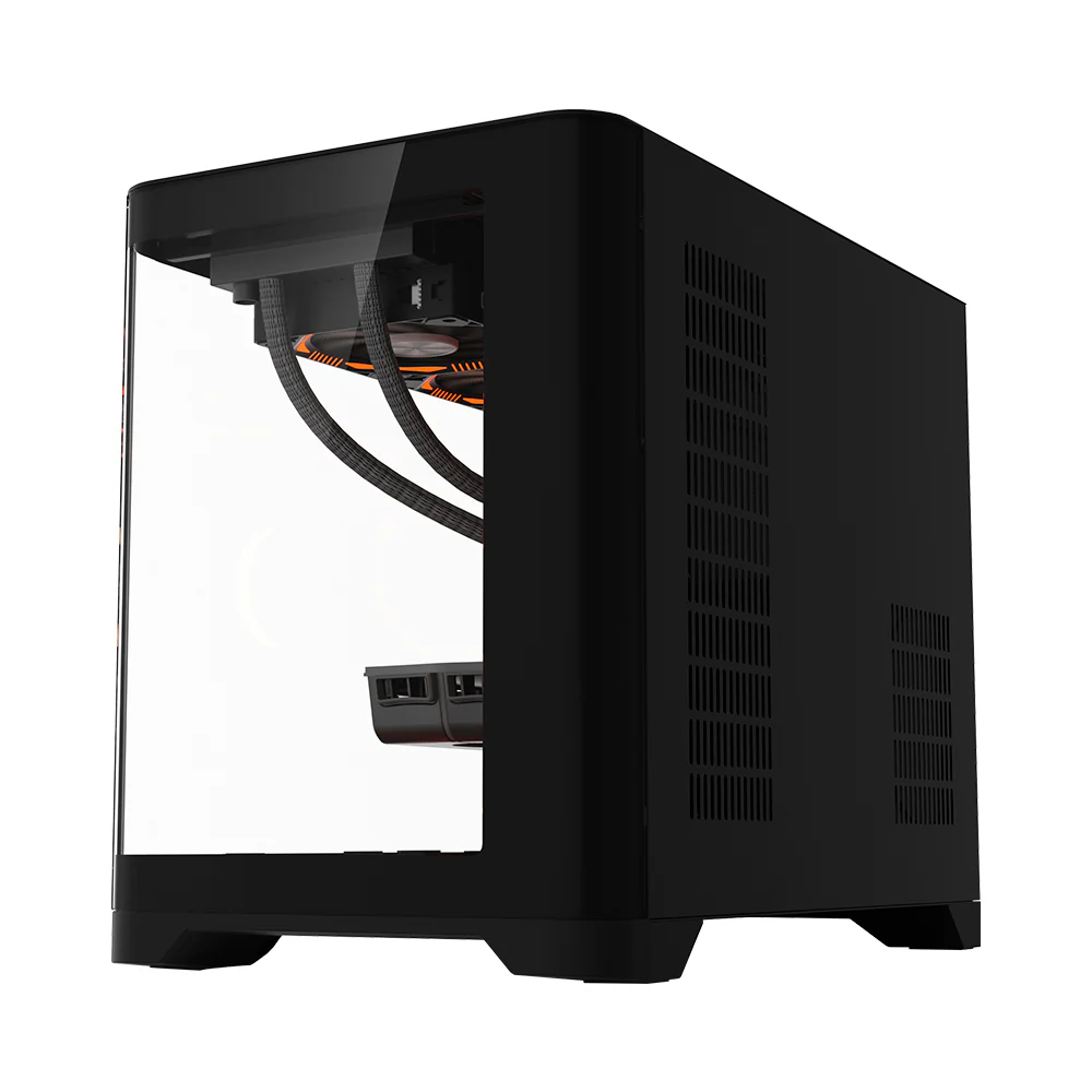 1st player Casing Uview UV6 ARGB Mid-Tower Fish Tank Black 3 Pre Installed Fan - Image 4