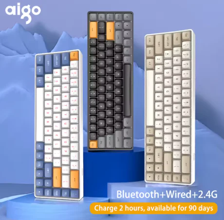 Aigo Keyboard A68 Tri-Mode yellow Hot Swappable Switches - Image 2