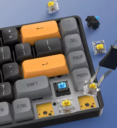 Aigo Keyboard A68 Tri-Mode yellow Hot Swappable Switches - Image 4