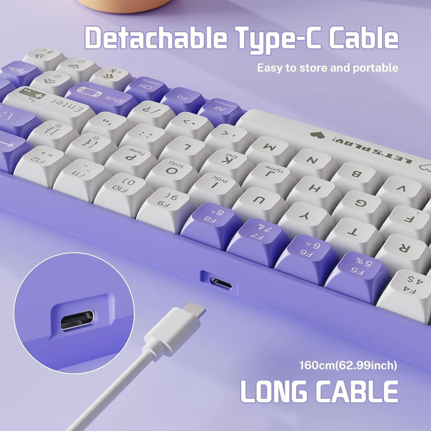 AJAZZ Keyboard AK680 Mechanical Gaming Keyboard Wired Purple/White - Image 5