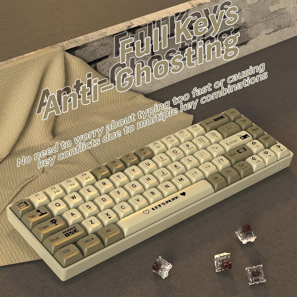 AJAZZ Keyboard AK680 Mechanical Gaming Keyboard Wired White Grey - Image 3