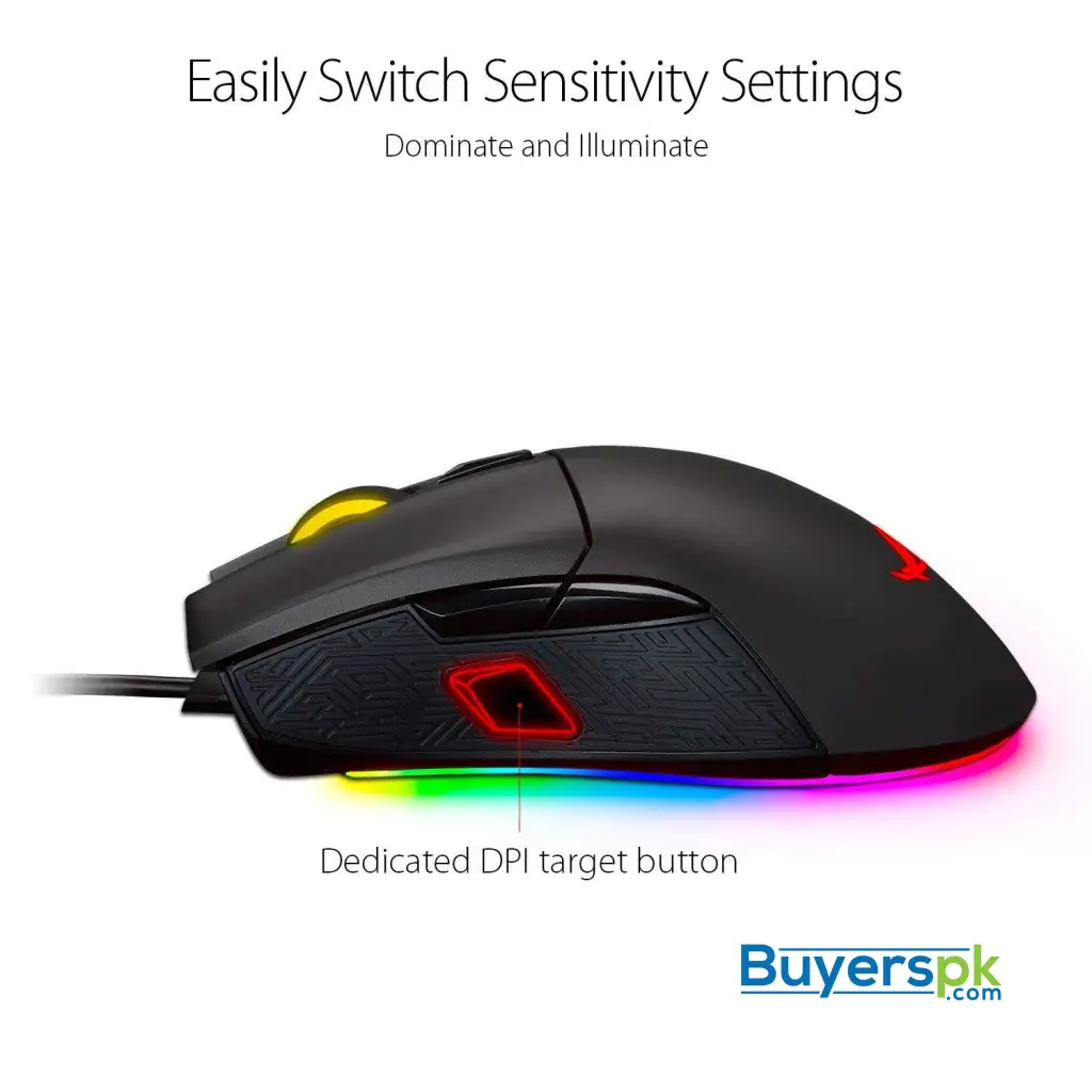 Asus Rog Gladius Ii Aura Sync Usb Wired Optical Ergonomic Gaming Mouse with Dpi Target Button (12000 - Image 2