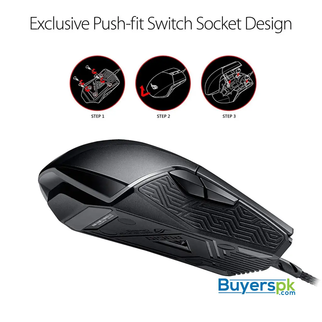Asus Rog Pugio Gaming Mouse Aura Rgb Usb Wired Optical Ergonomic Ambidextrous Gaming Mouse - Image 4