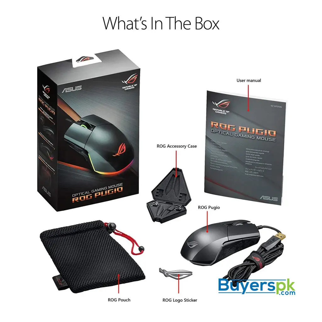 Asus Rog Pugio Gaming Mouse Aura Rgb Usb Wired Optical Ergonomic Ambidextrous Gaming Mouse - Image 6