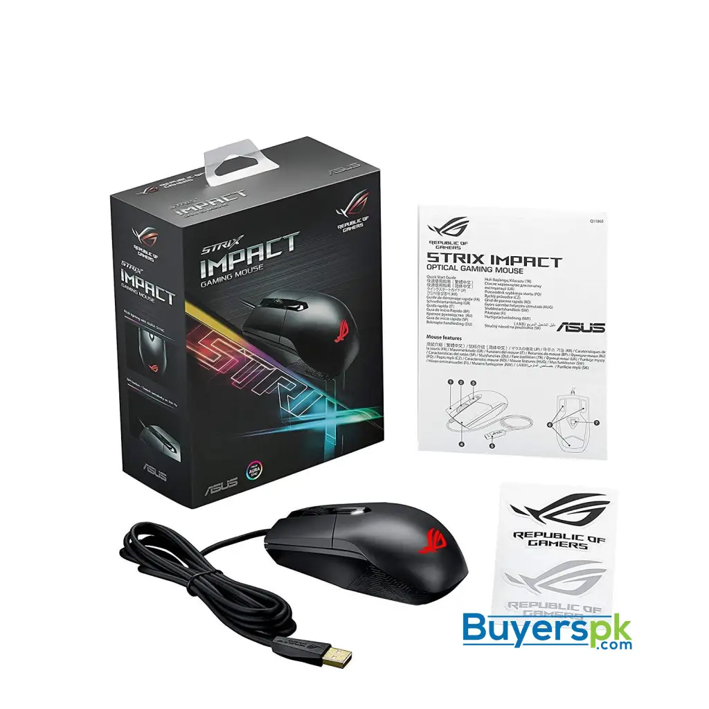 Asus Rog Strix Impact Aura Rgb Usb Wired Optical Ergonomic Ambidextrous Gaming Mouse - Image 6