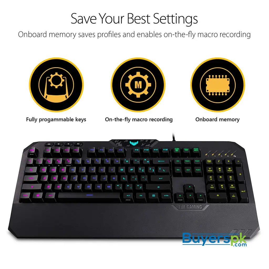 Asus Tuf K5 Mechanical Membrane Rgb Gaming Keyboard with Programmable Onboard Memory, Media Controls - Image 3