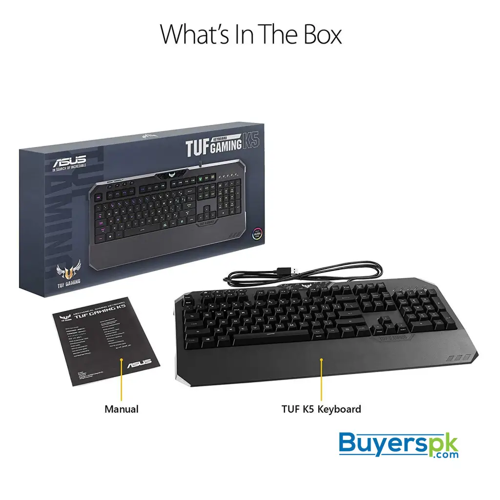 Asus Tuf K5 Mechanical Membrane Rgb Gaming Keyboard with Programmable Onboard Memory, Media Controls - Image 8
