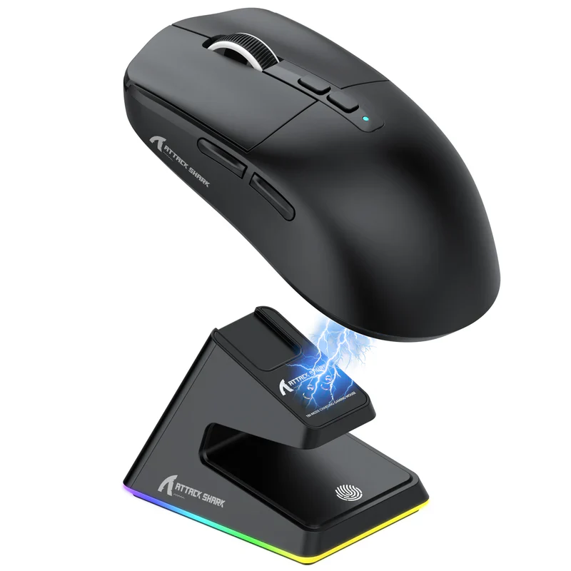ATTACK SHARK Mouse X6 Three Modes Gaming With Charging Dock - Black - Image 2