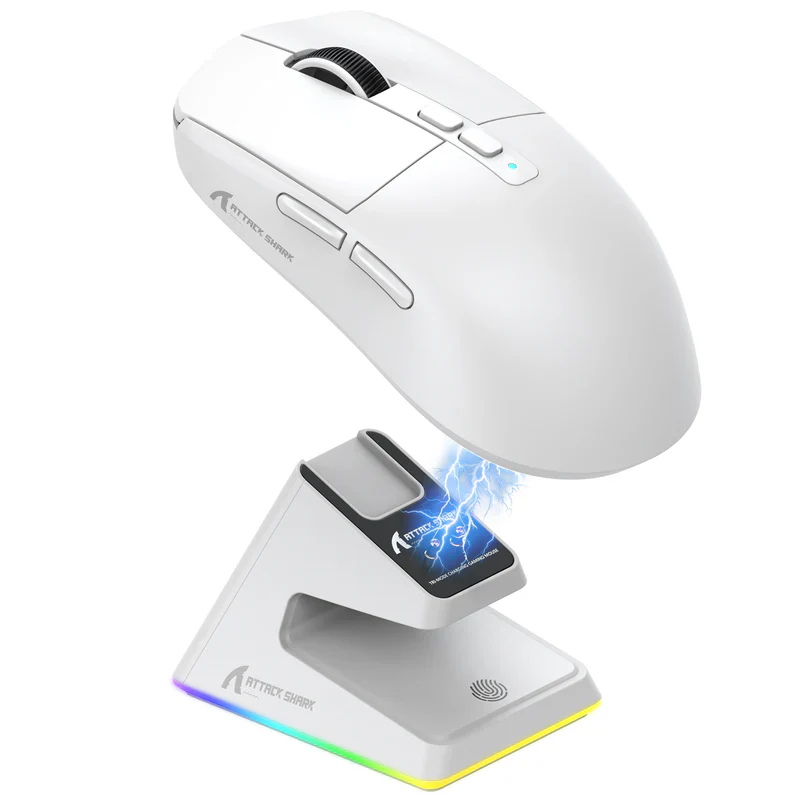 ATTACK SHARK Mouse X6 Three Modes Gaming With Charging Dock - White - Image 2
