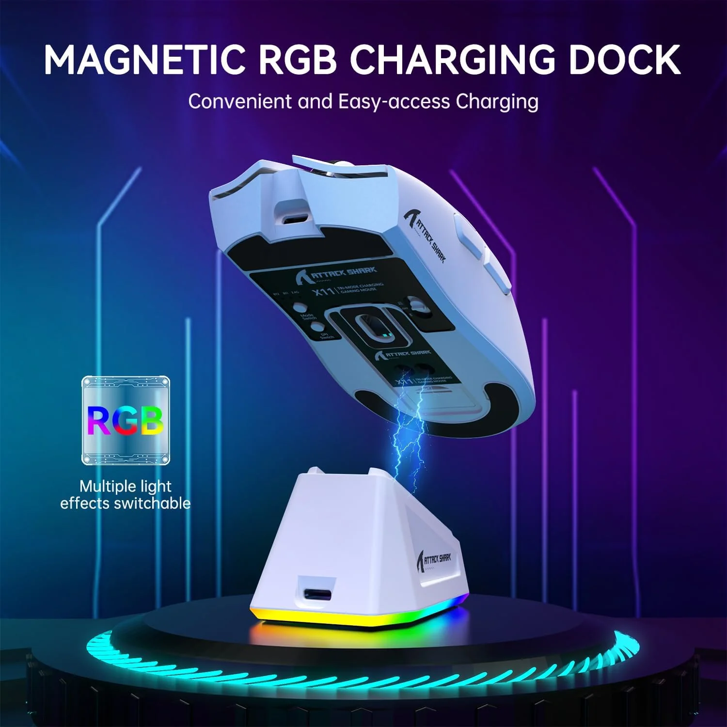 Attack Shark Wireless Gaming Mouse PAW3311 X11 Lightweight with RGB Charging Dock - Image 3