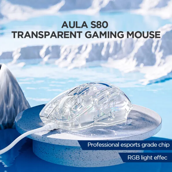 Aula Mouse S80 Gaming Mouse Transparent Wired White - Image 3