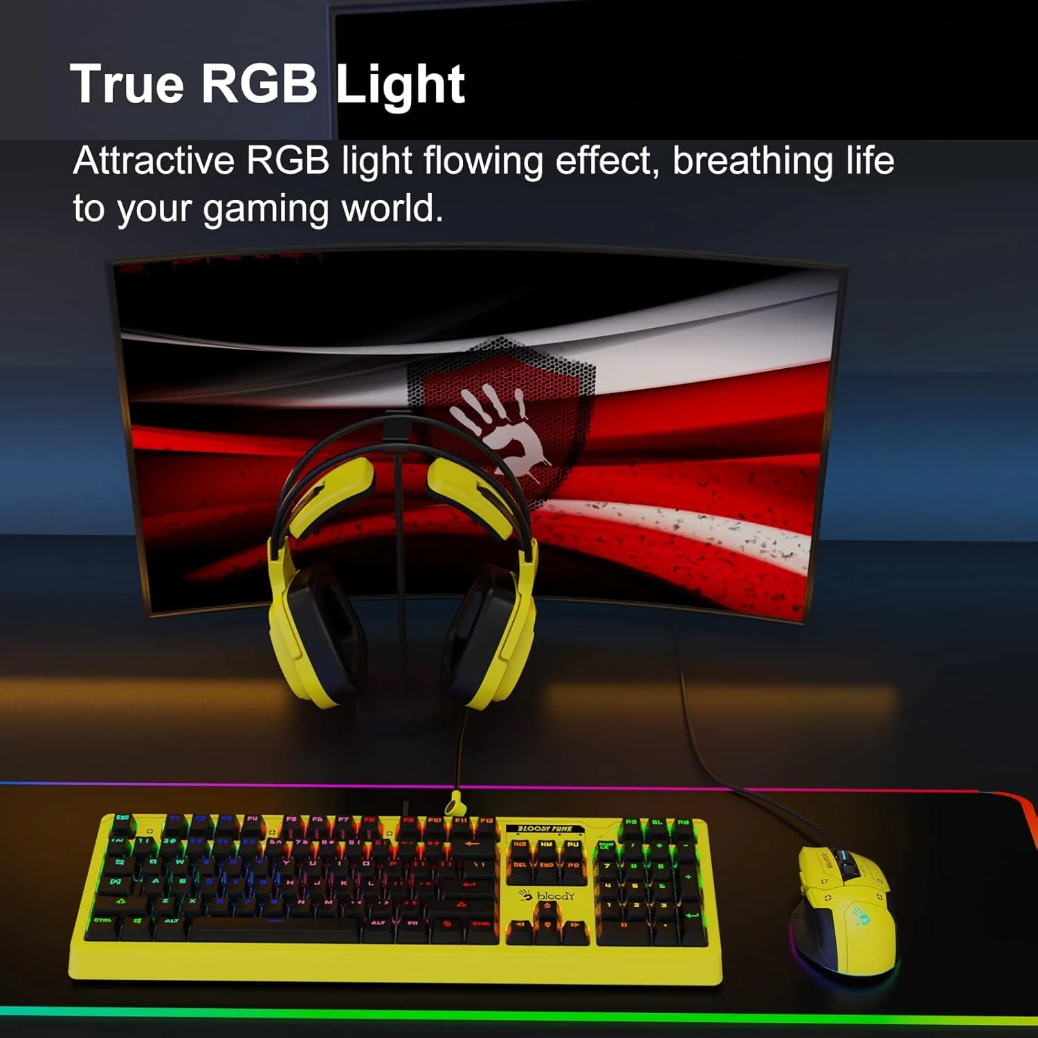 Bloody Headset G575 Virtual 7.1 Surround Sound Gaming USB Headset Punk Yellow - Image 2
