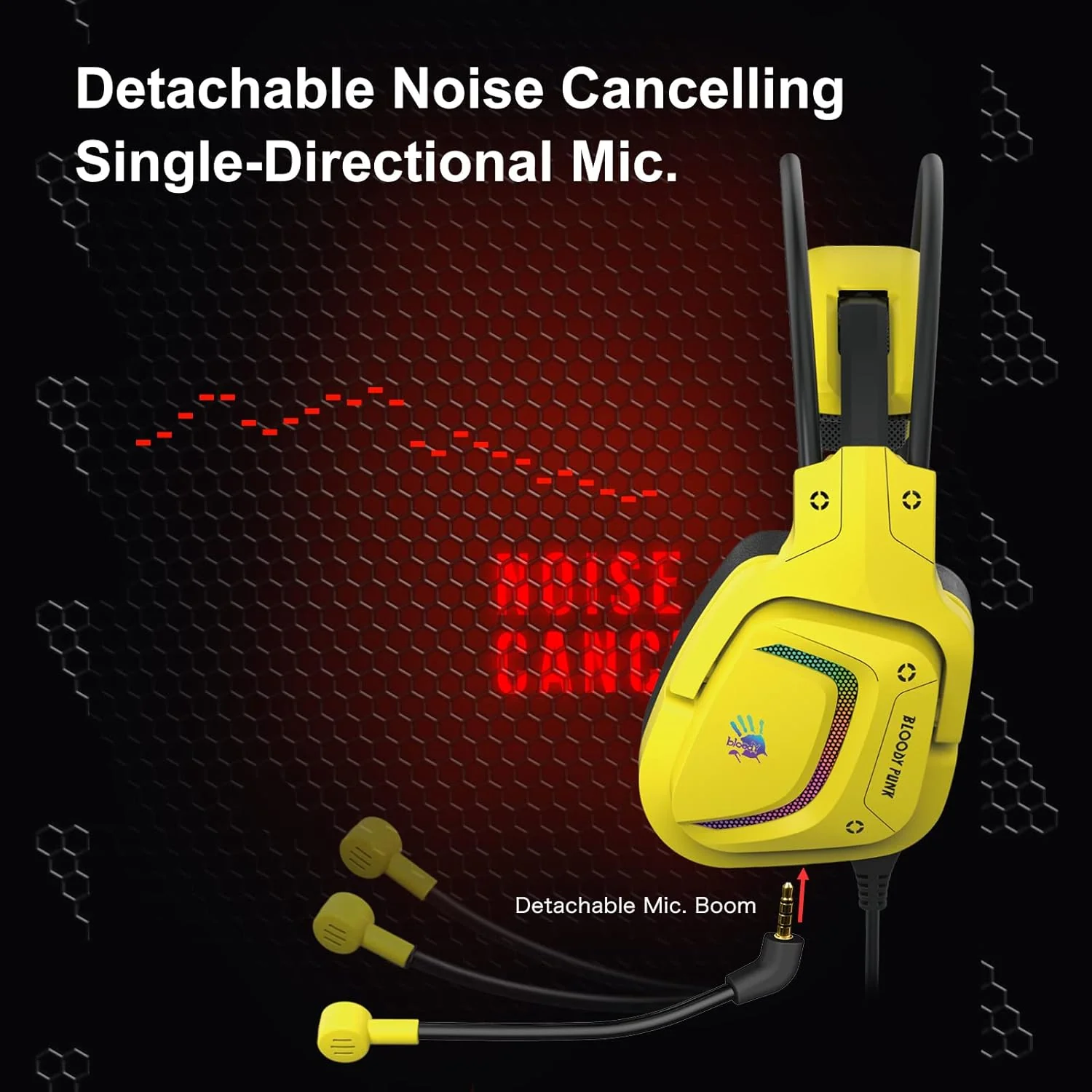 Bloody Headset G575 Virtual 7.1 Surround Sound Gaming USB Headset Punk Yellow - Image 3