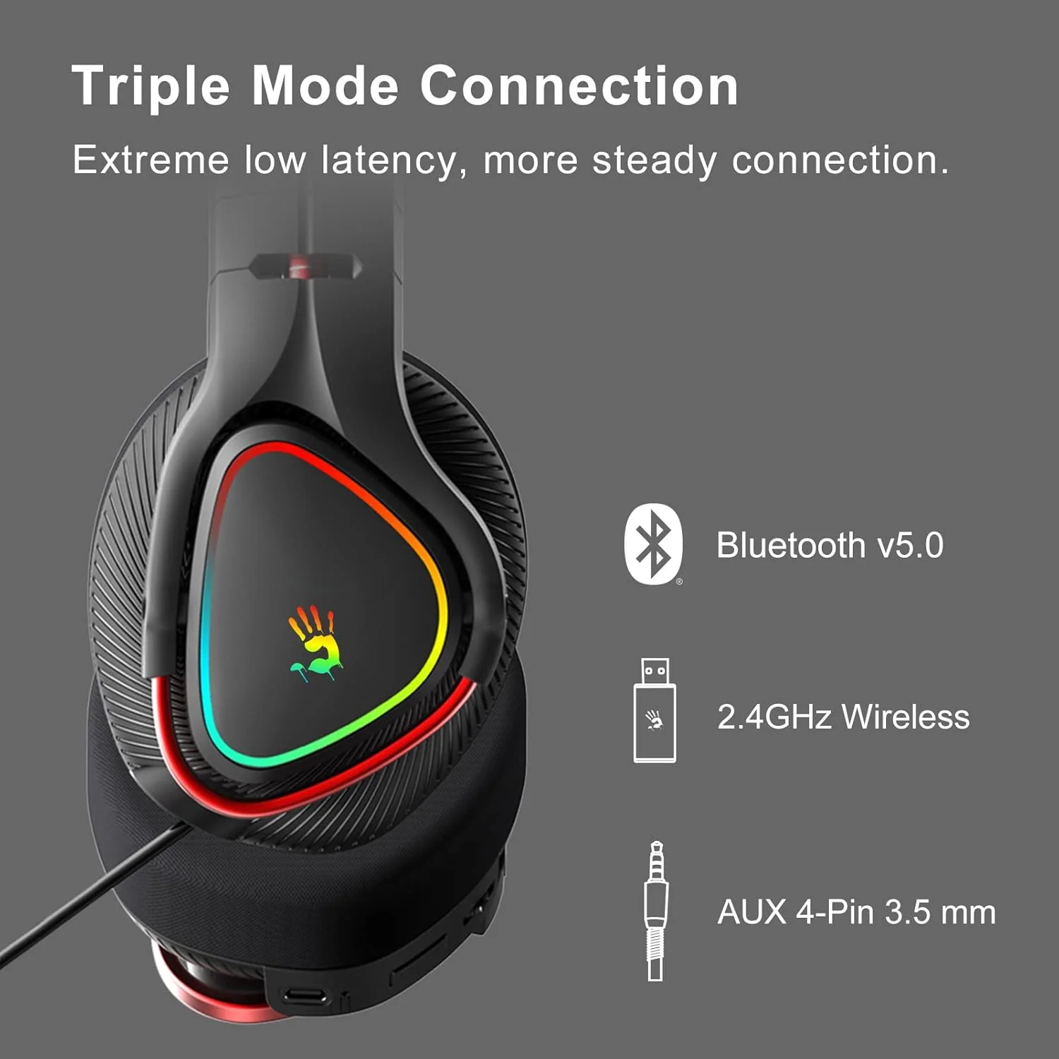 Bloody Headset MR710 Tri Mode Wireless Gaming RGB Headset - Image 2