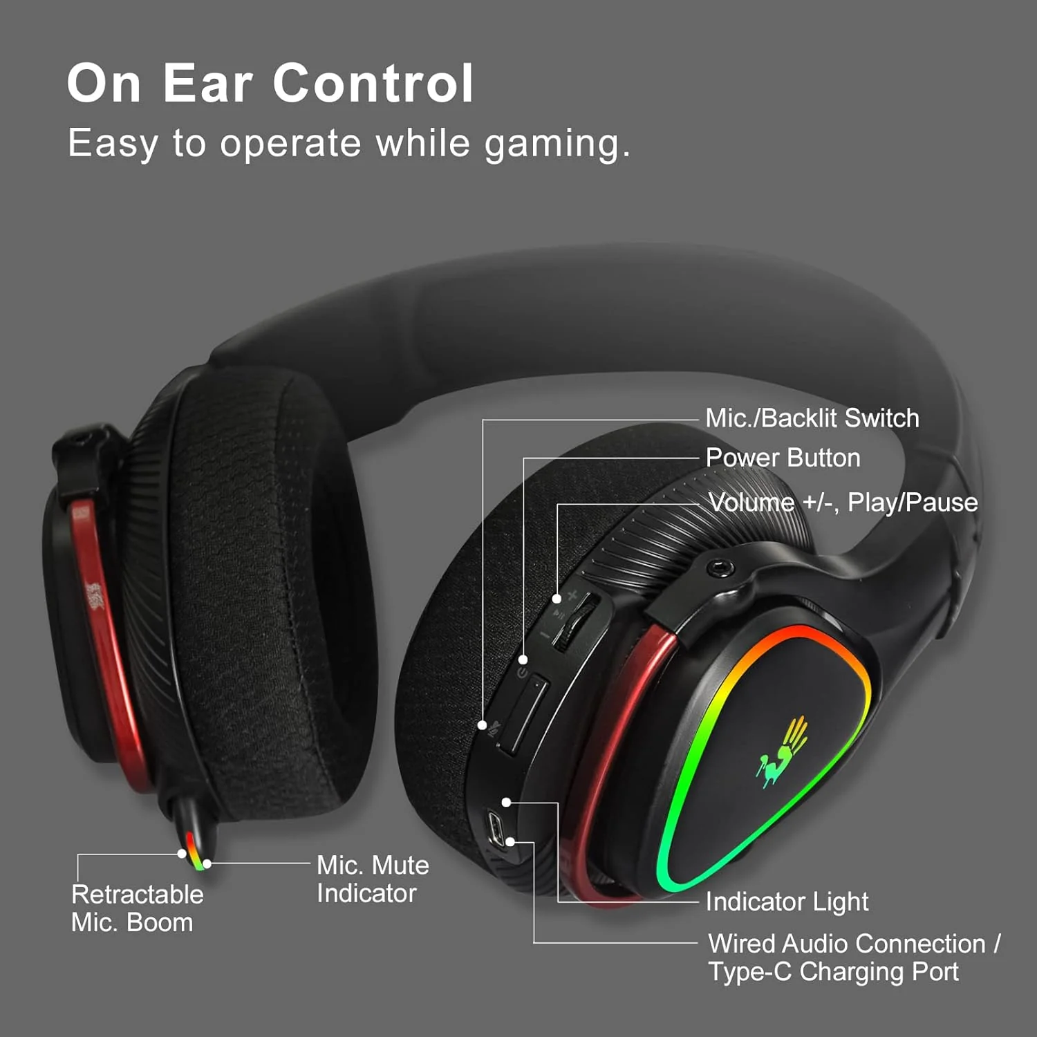 Bloody Headset MR710 Tri Mode Wireless Gaming RGB Headset - Image 8