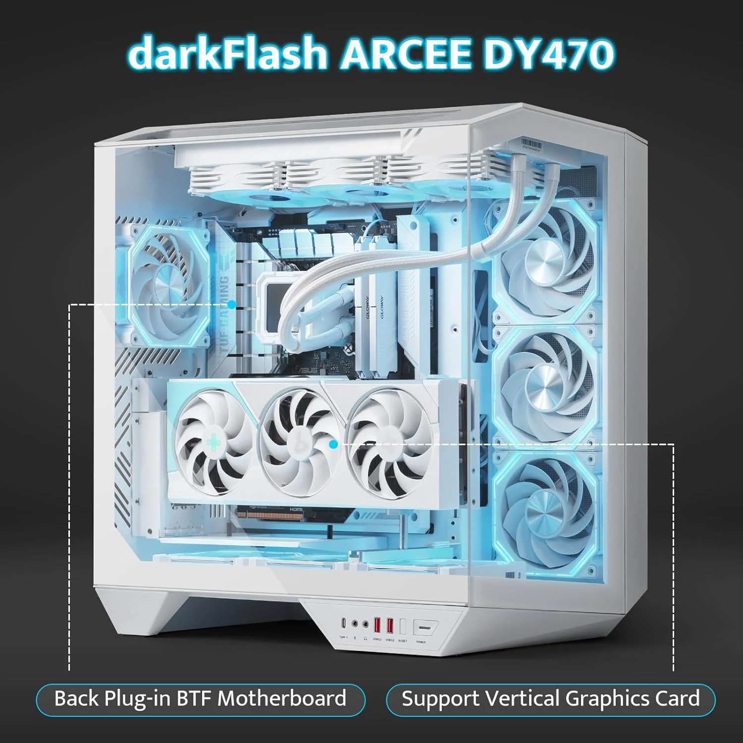 Darkflash Casing DY470 ATX 4 ARGB Pre installed Fan - Image 6