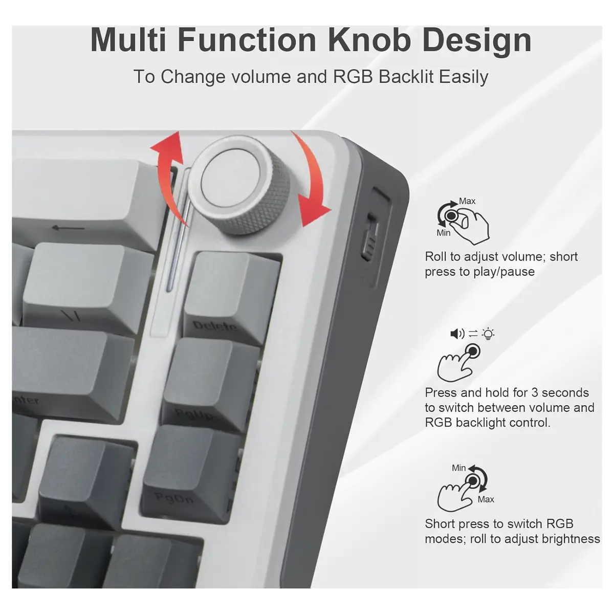 E-Yoosa Keyboard Z-68 Tri-mode Silverwood Switch Gradient Gray - Image 6