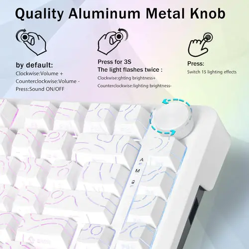 E-Yoosa Keyboard Z-82 Tri-mode Silverwood Switch White - Image 4