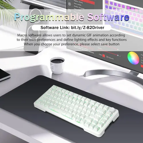 E-Yoosa Keyboard Z-82 Tri-mode Silverwood Switch White - Image 5