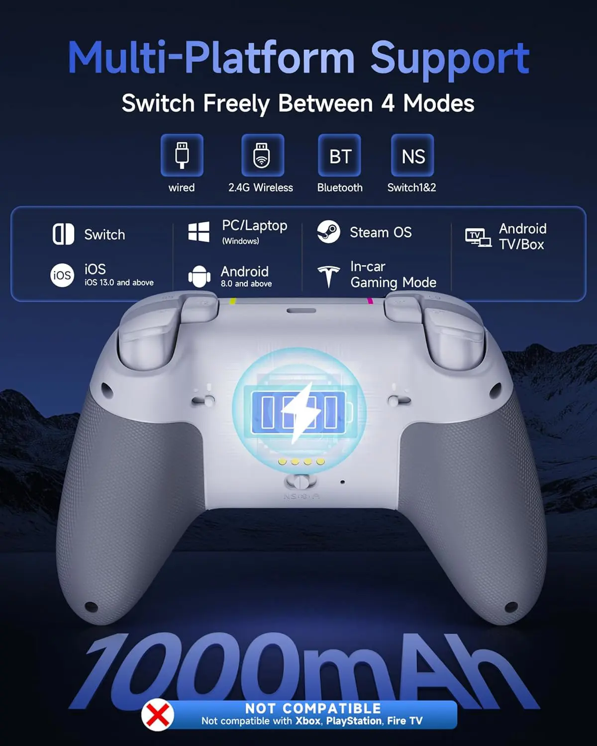 EasySMX X05Pro Multiplatform Wireless Gaming Controller with Quiet Button White - Image 2