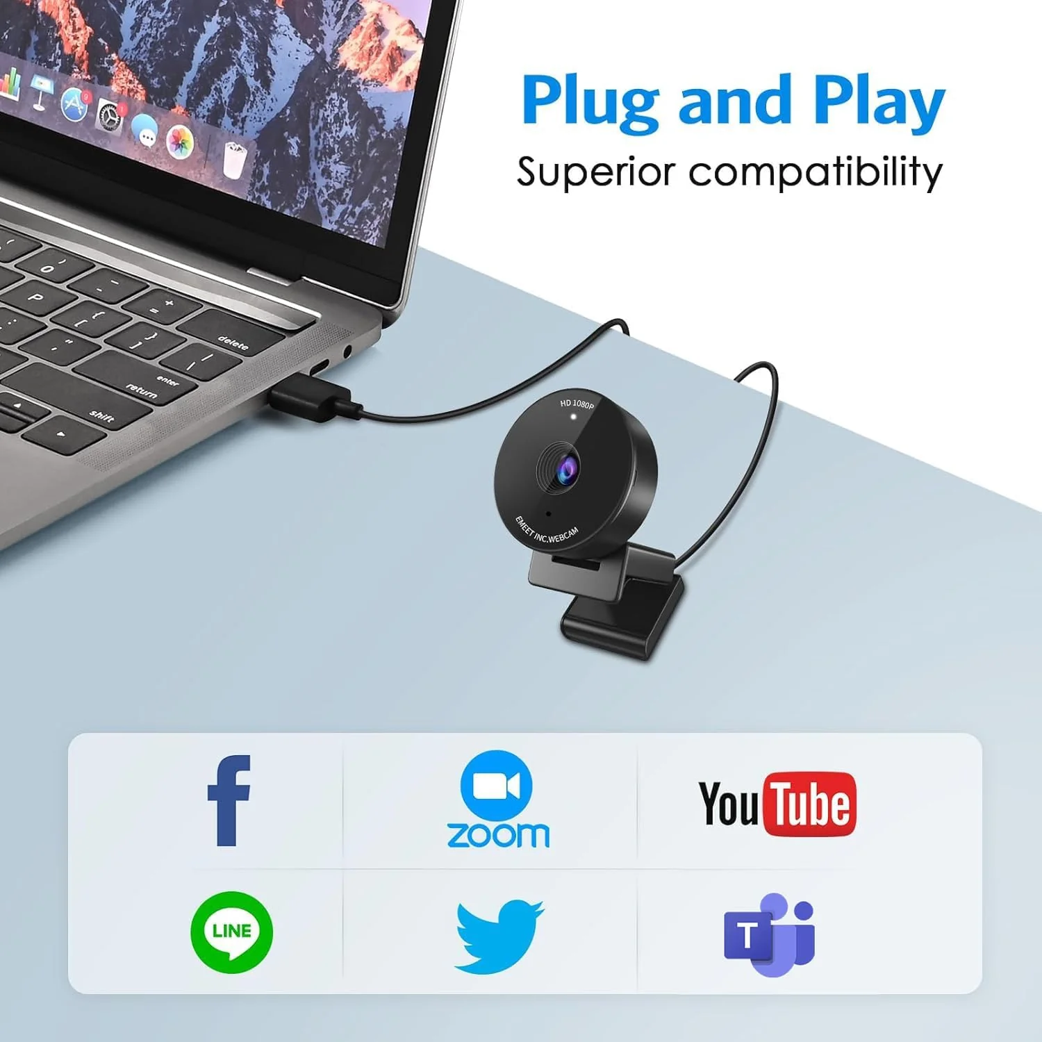 Emeet Webcam C950 Webcam Microphone,1080P - Image 7