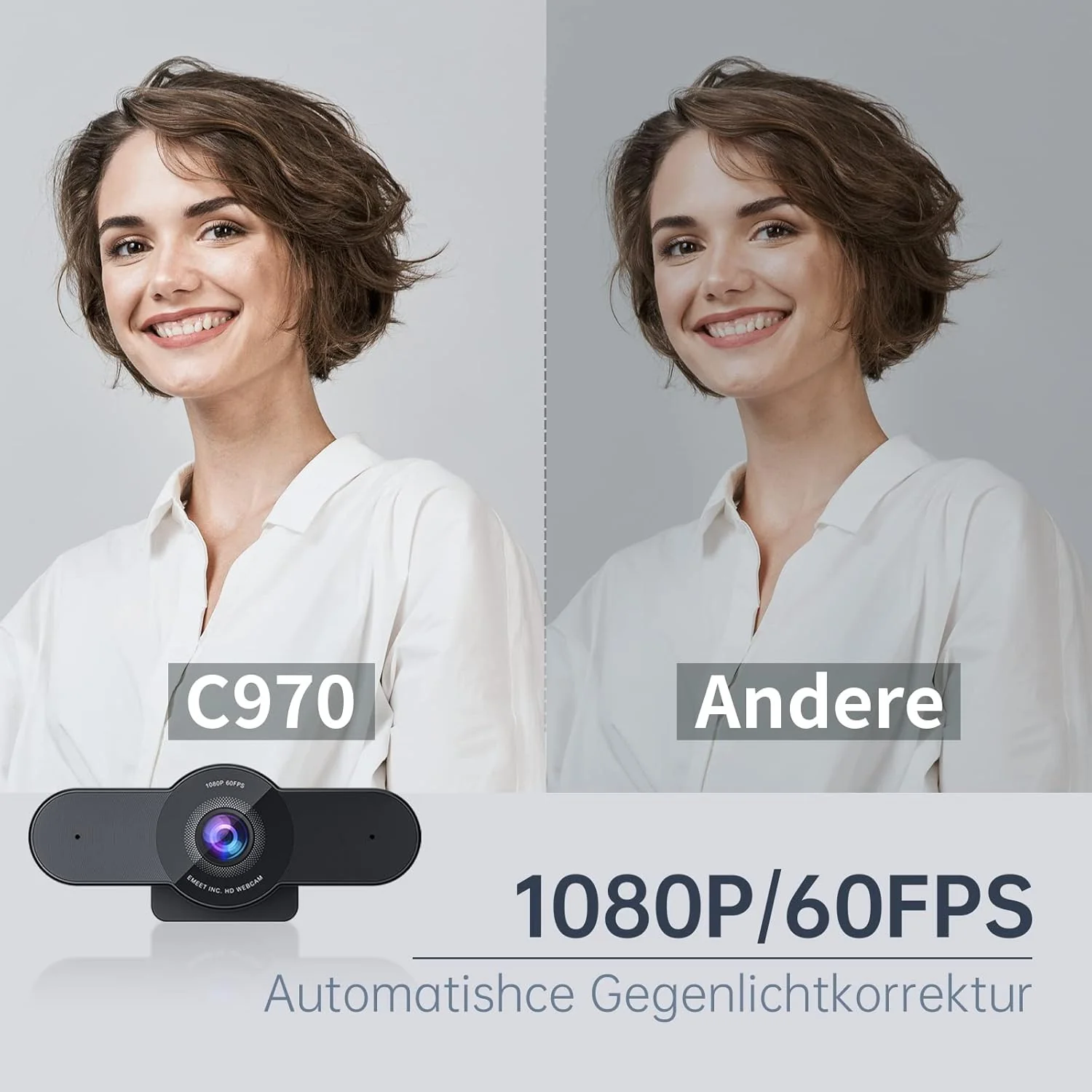 Emeet Webcam C970 Webcam with 2 Microphone,1080P 60FPS - Image 2