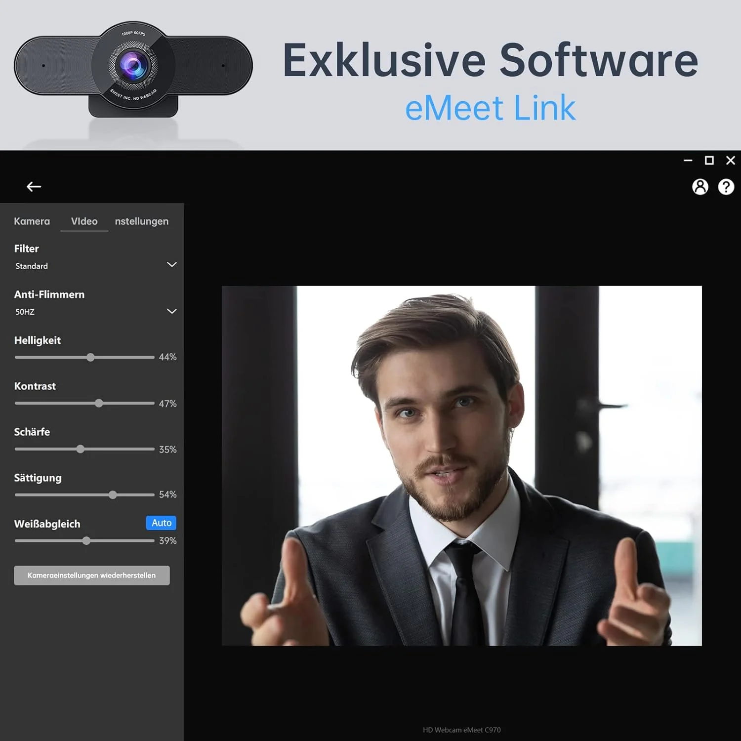 Emeet Webcam C970 Webcam with 2 Microphone,1080P 60FPS - Image 6