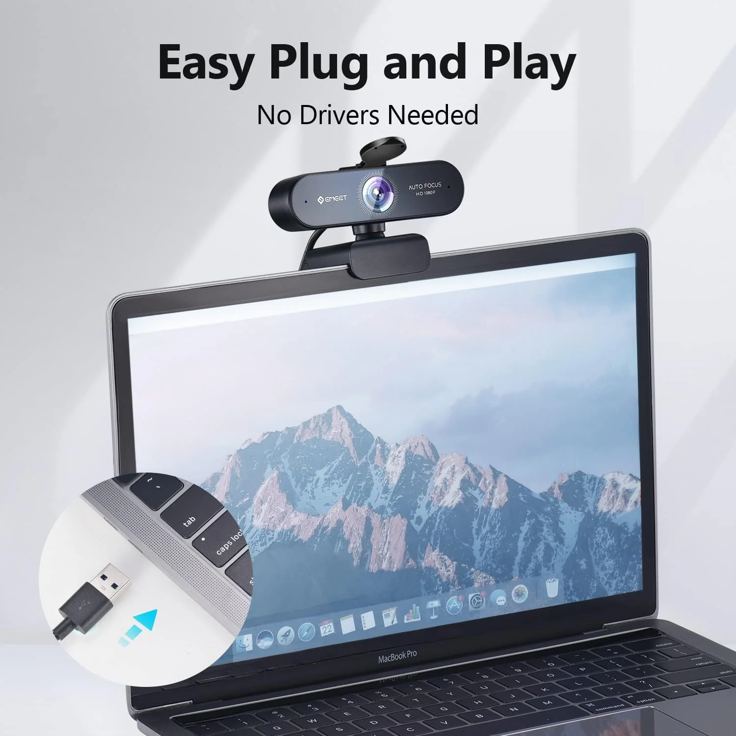 Emeet Webcam Nova Webcam with 2 Microphone, 1080P - Image 3