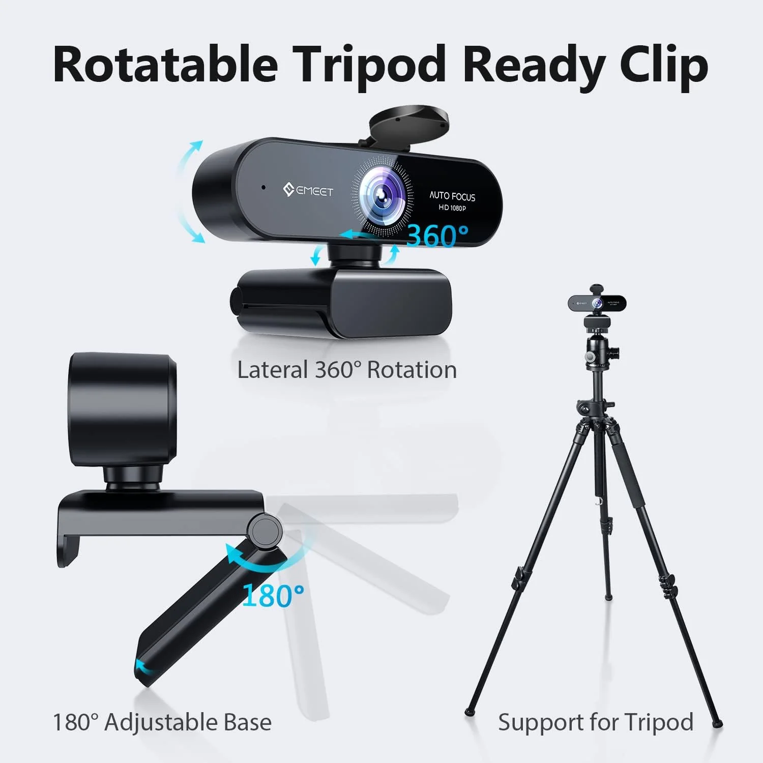Emeet Webcam Nova Webcam with 2 Microphone, 1080P - Image 6