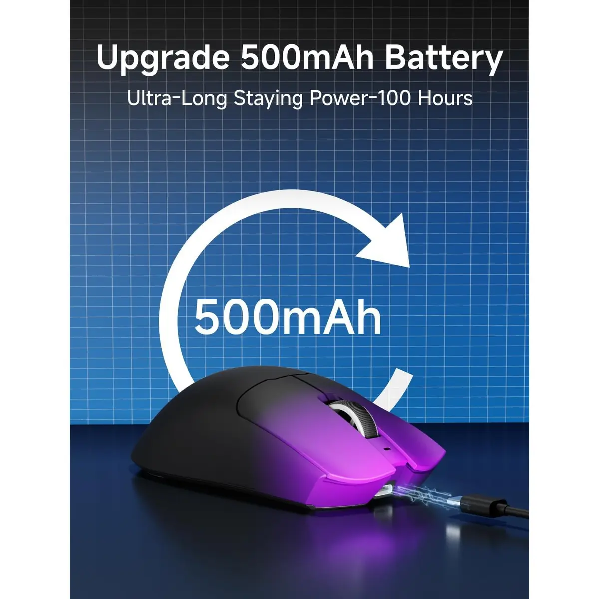 Eweadn Mouse S9 Pro Tri mode 8K Polling Rate 26000 DPI rechargeable Purple - Image 7