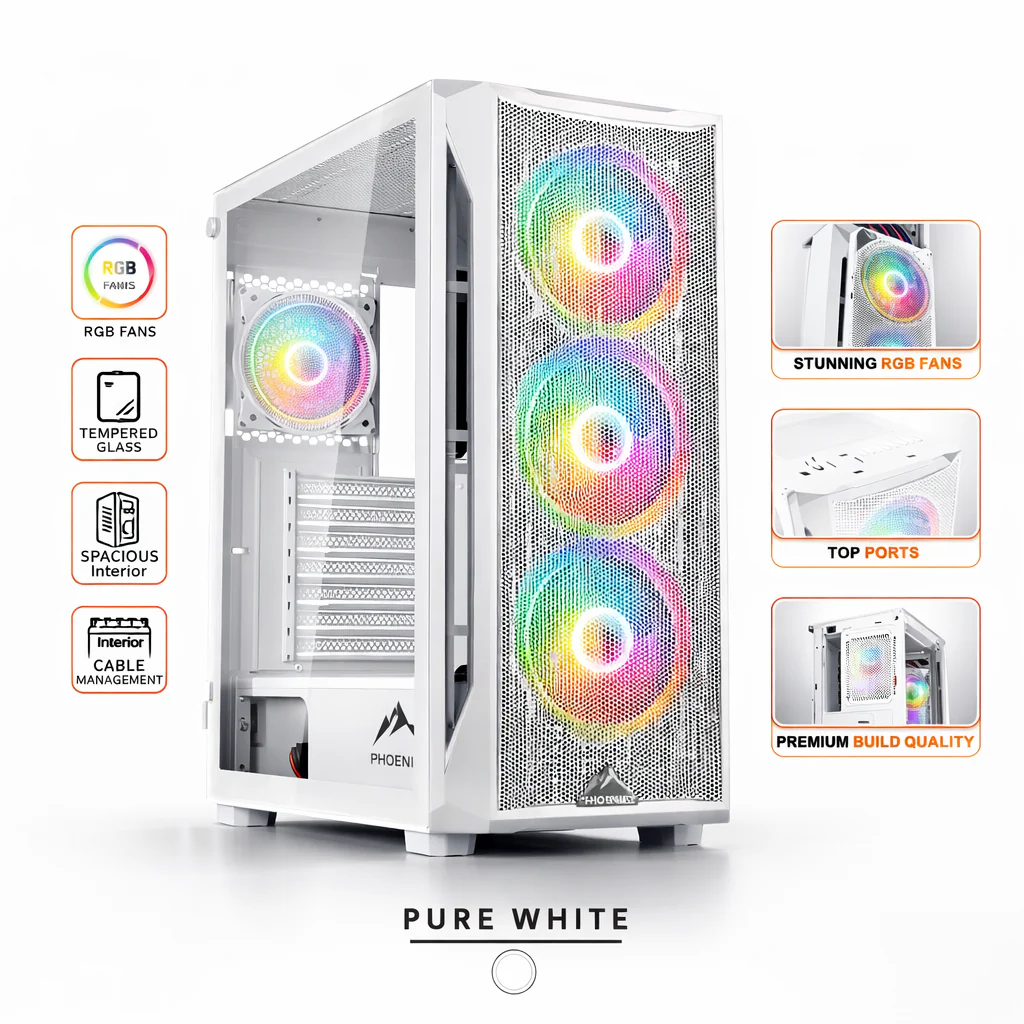 Frozer Casing Phoenix ATX White 3 ARGB Fan