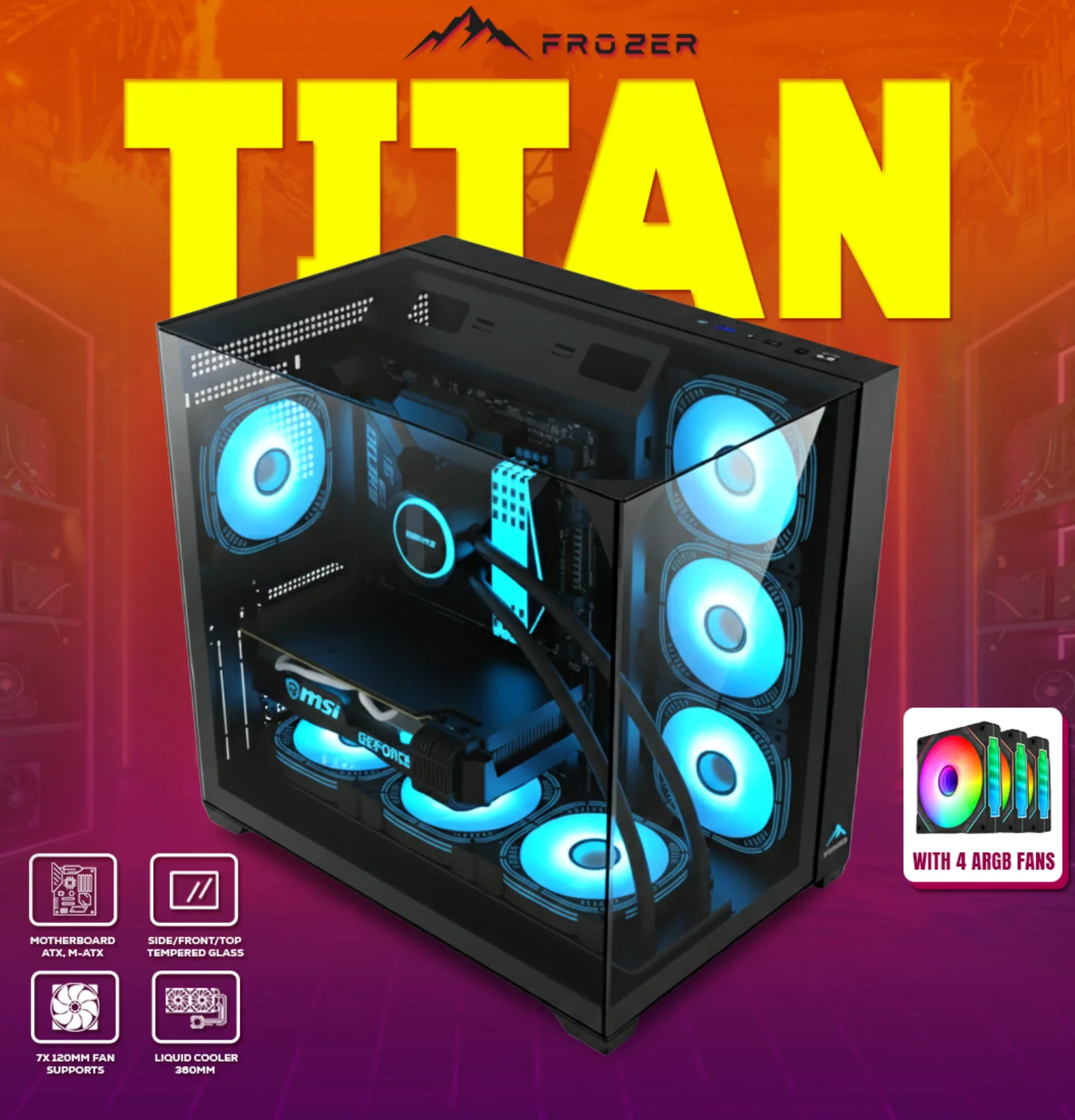 Frozer Casing Titan 011 4 Infinity Fan Black