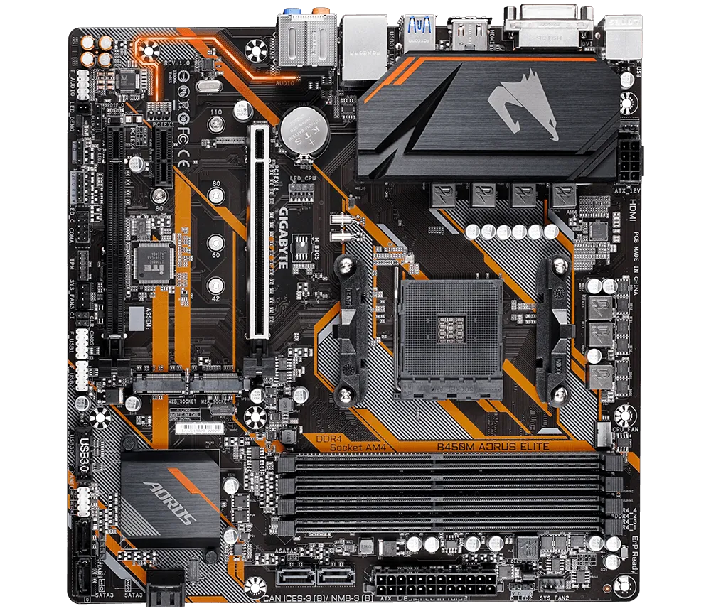 GIGABYTE Motherboard B450M AORUS Elite Dual M2 DDR4 - Image 2
