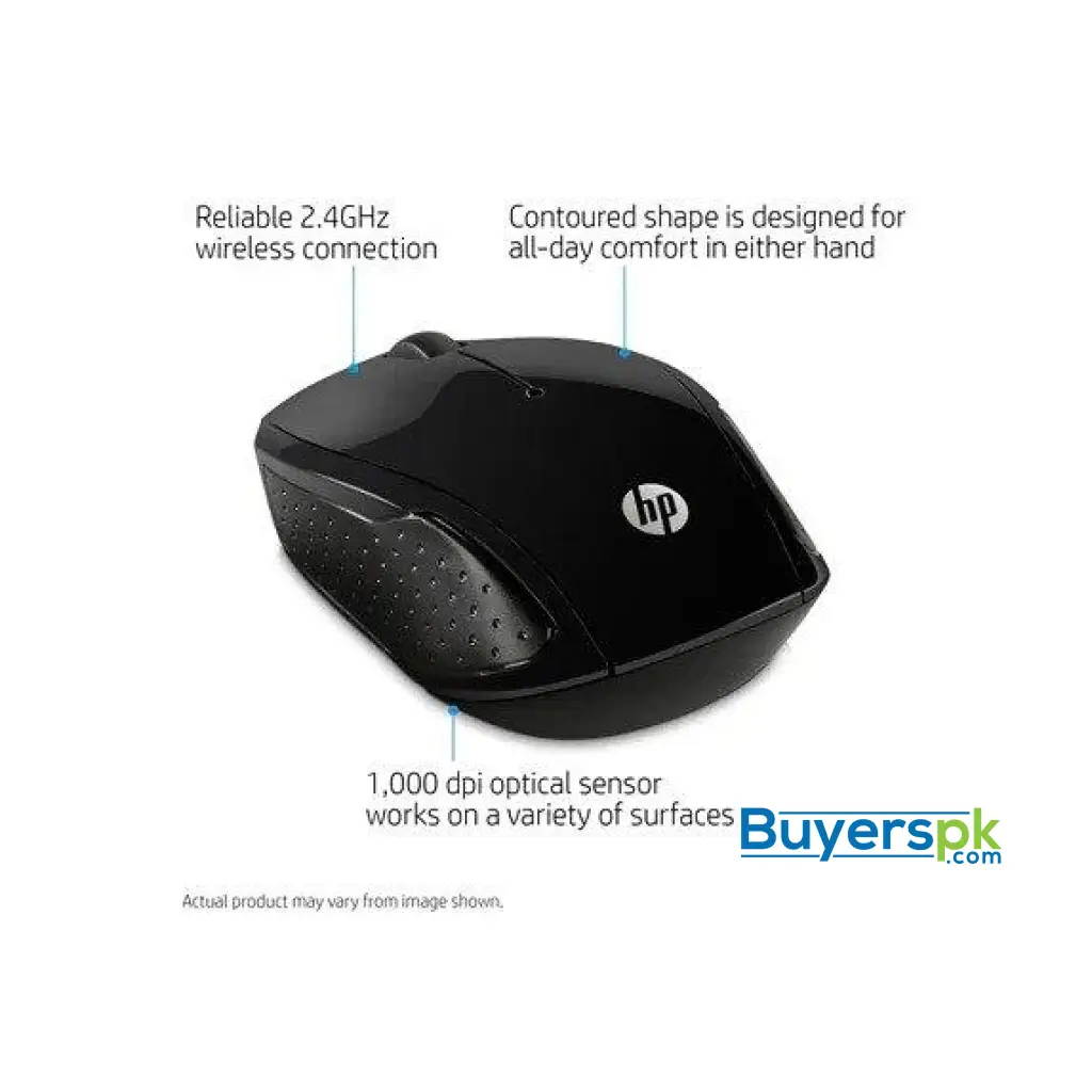 Hp 200 Wireless Optical Mouse Black (x6w31aa) - Image 2