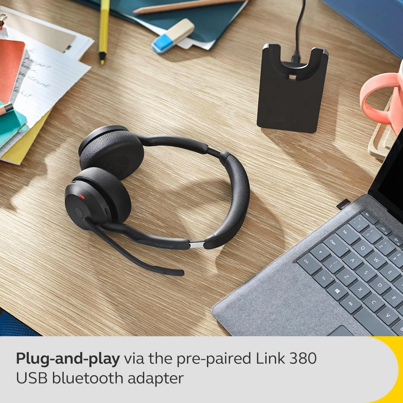 Jabra Headset Evolve2 55 Wireless Stero With Charging Dock - Image 9