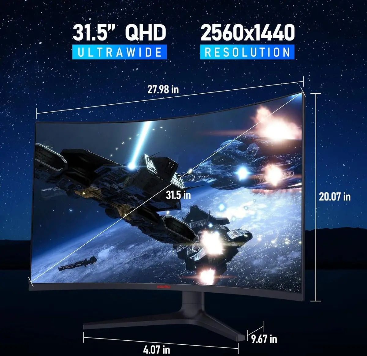 Koorui LED Monitor 32E6QC 32 inches VA Curved 2K WQHD 170Hz - Image 2