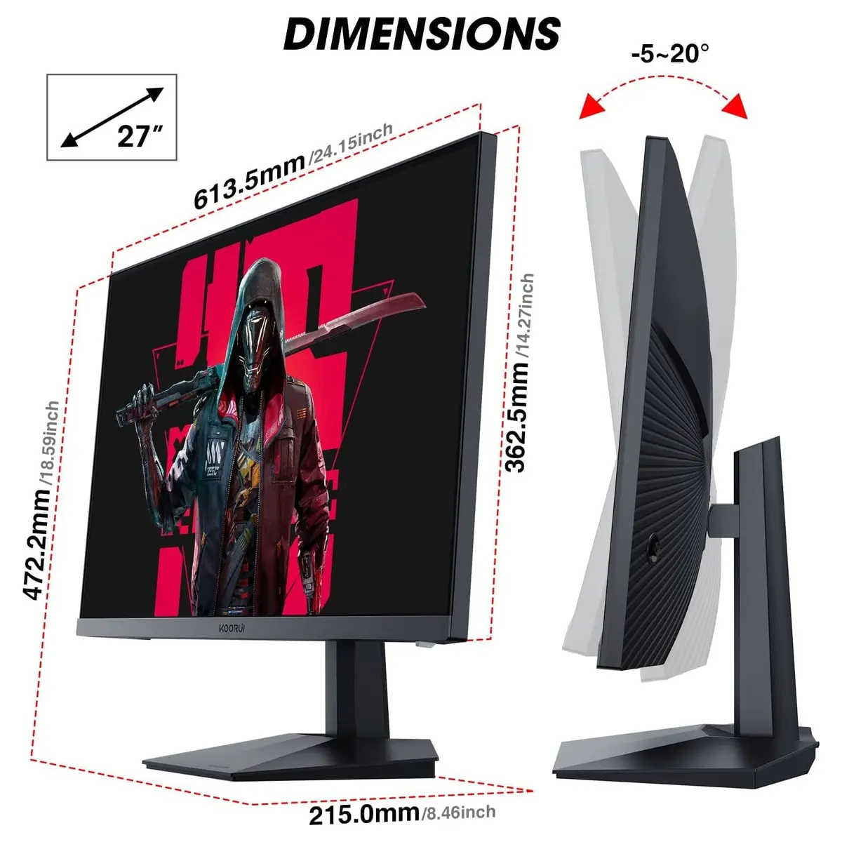 Koorui LED Monitor GN06 27 inches FHD 180hz 1ms - Image 5