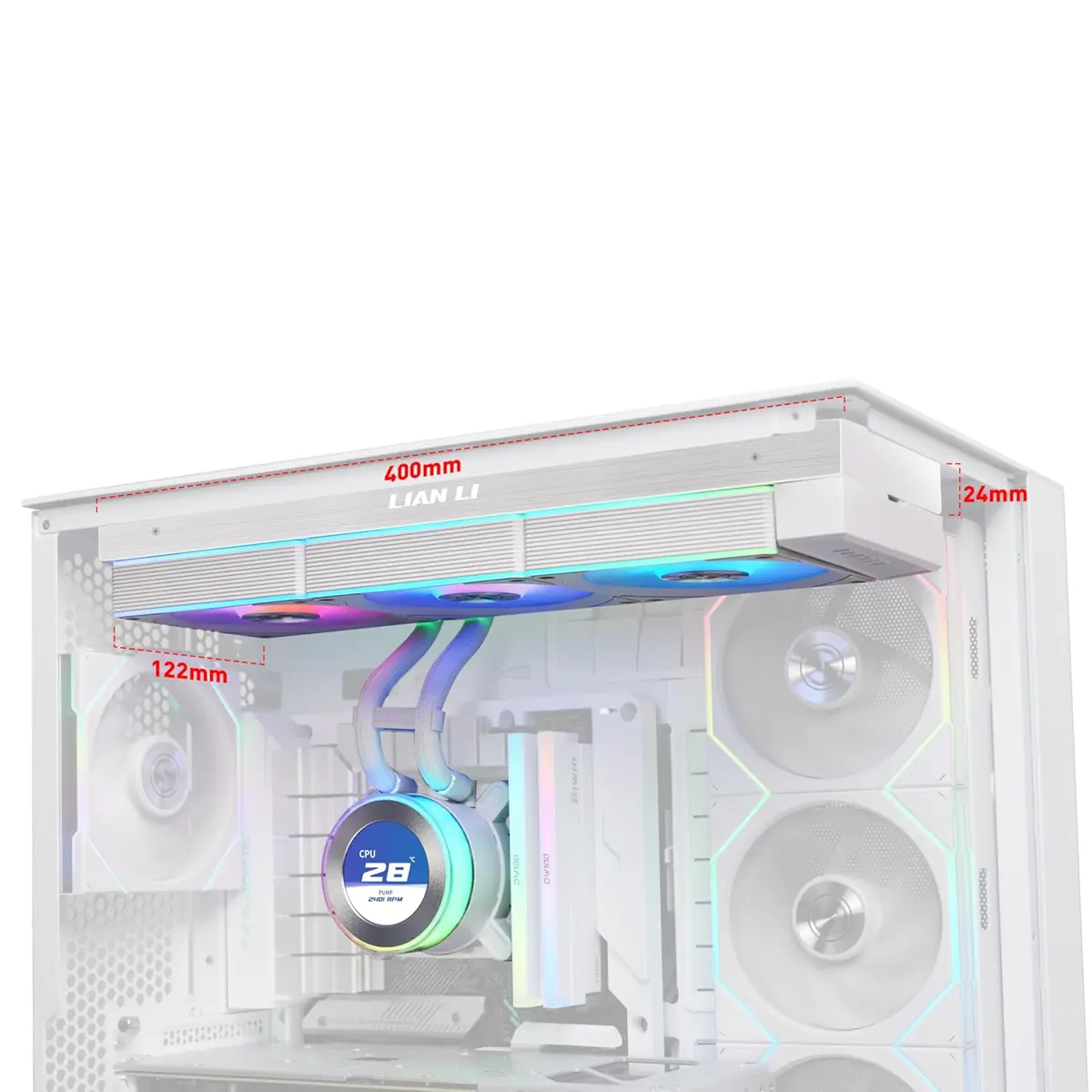 Lian Li Liquid Cooler Hydroshift || 360CL LCD-C 360mm 2.1" IPS LCD Screen White - Image 3