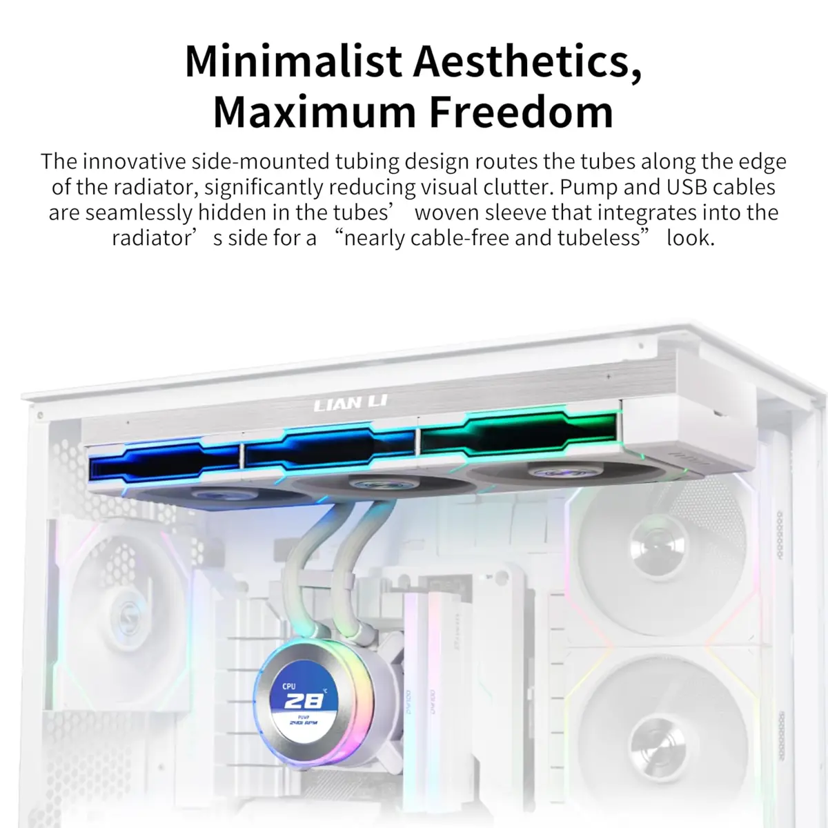 Lian Li Liquid Cooler Hydroshift || 360CL LCD-C 360mm 2.1" IPS LCD Screen White - Image 4