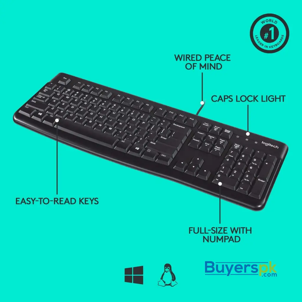 Logitech K120 Ergonomic Usb Wired Desktop Keyboard - Image 2