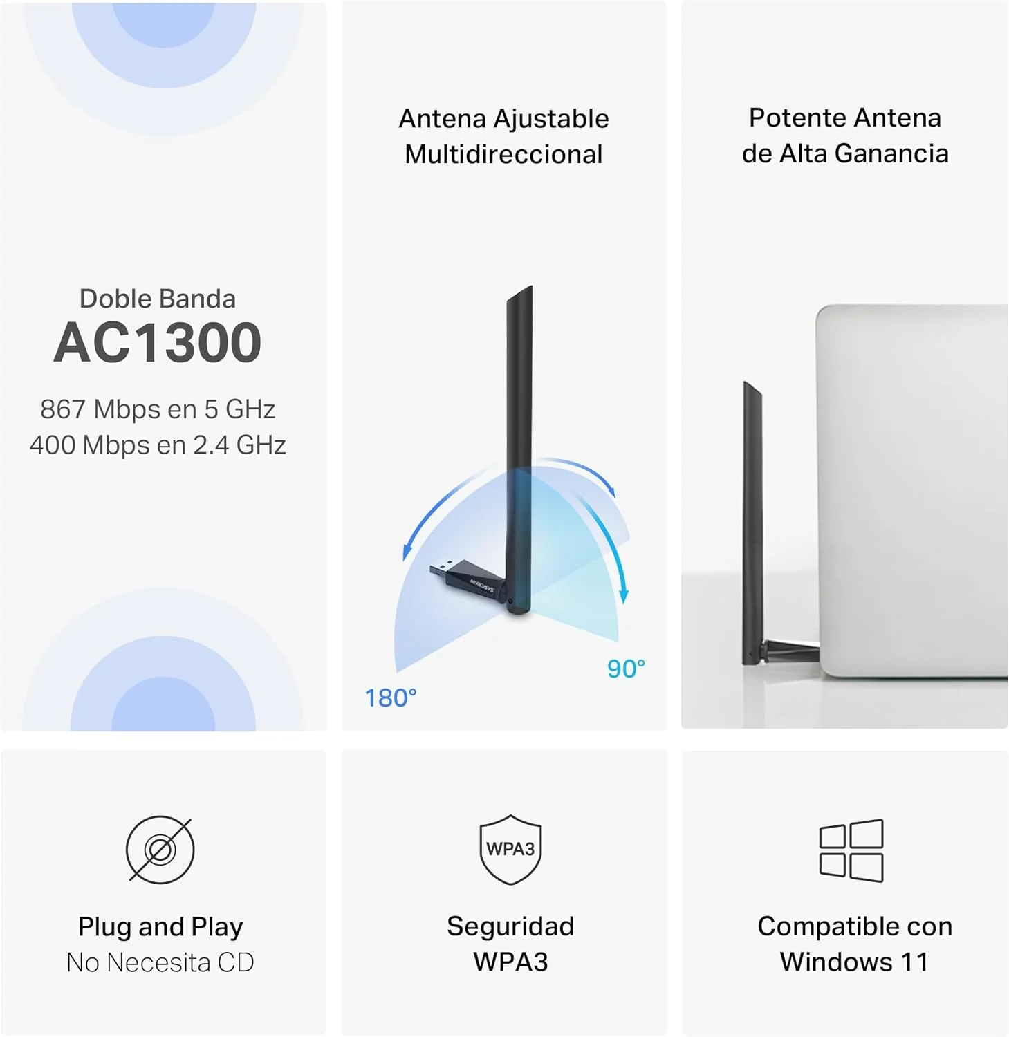 MERCUSYS WiFi Stick AC1300Mbps MA30H - Image 3