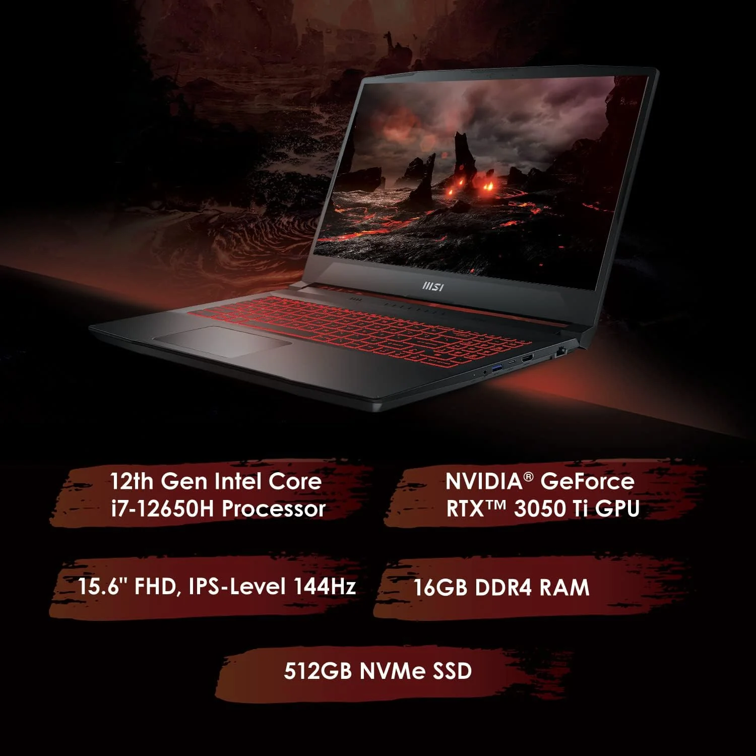 MSI Laptop Katana GF66 12UD Intel core i7-12700H RTX 3050Ti 4GB 16GB RAM 512GB NVMe 15.6" 144Hz Used - Image 7