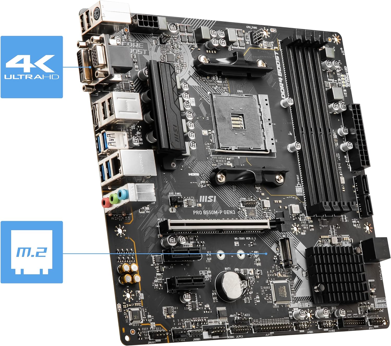 MSI Motherboard Pro B550M-P Gen 3 AMD AM4 - Image 4