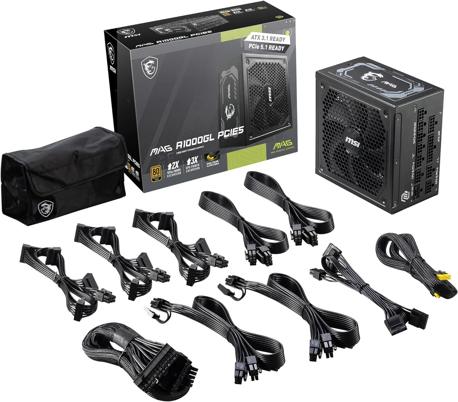 MSI Power Supply MAG A1000GL PCIE 5 Gaming 80 Plus Gold - Image 6