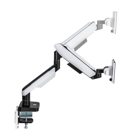 MXG LED Stand HMA-12R Heavy Duty RGB Gaming Monitor Arm Matte White - Image 2