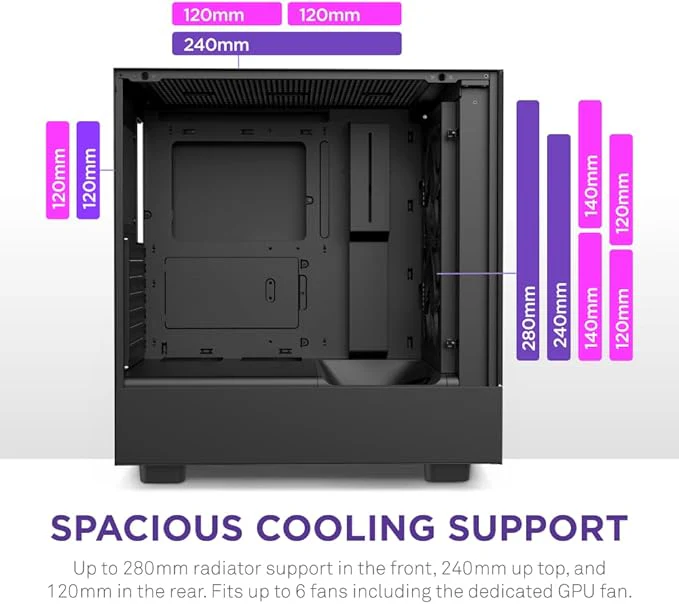 NZXT Gaming Case H5 Flow Compact ATX Mid-Tower PC - Image 5