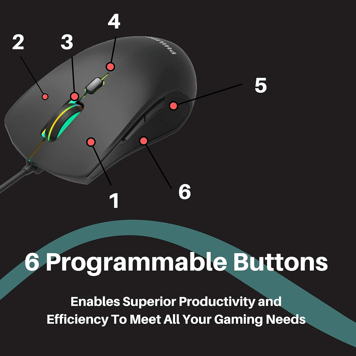 Philips Mouse G404 Gaming Mouse Wired Black - Image 2