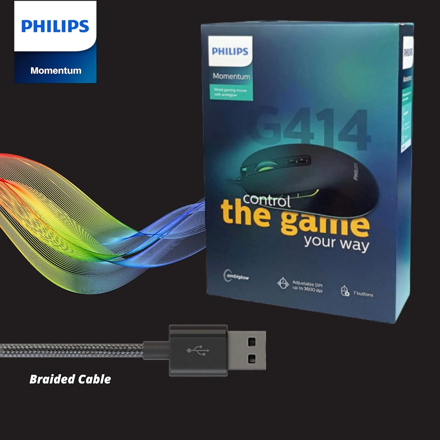 Philips Mouse G414 Gaming Mouse Wired Black - Image 3